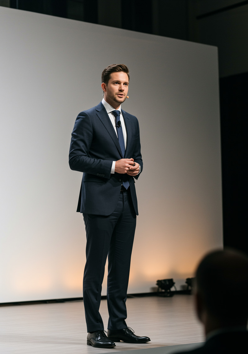 Confident Businessman Delivering Engaging Speech