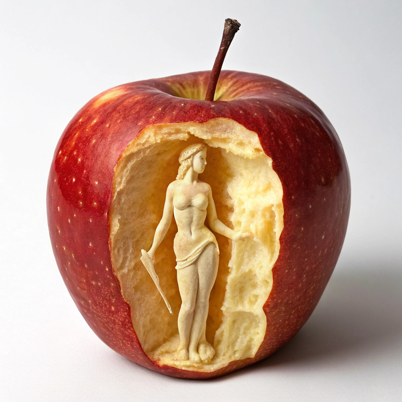 Gnawed Red Apple Shaped Like Greek Goddess Gnawed Red Apple Shaped Like Greek Goddess