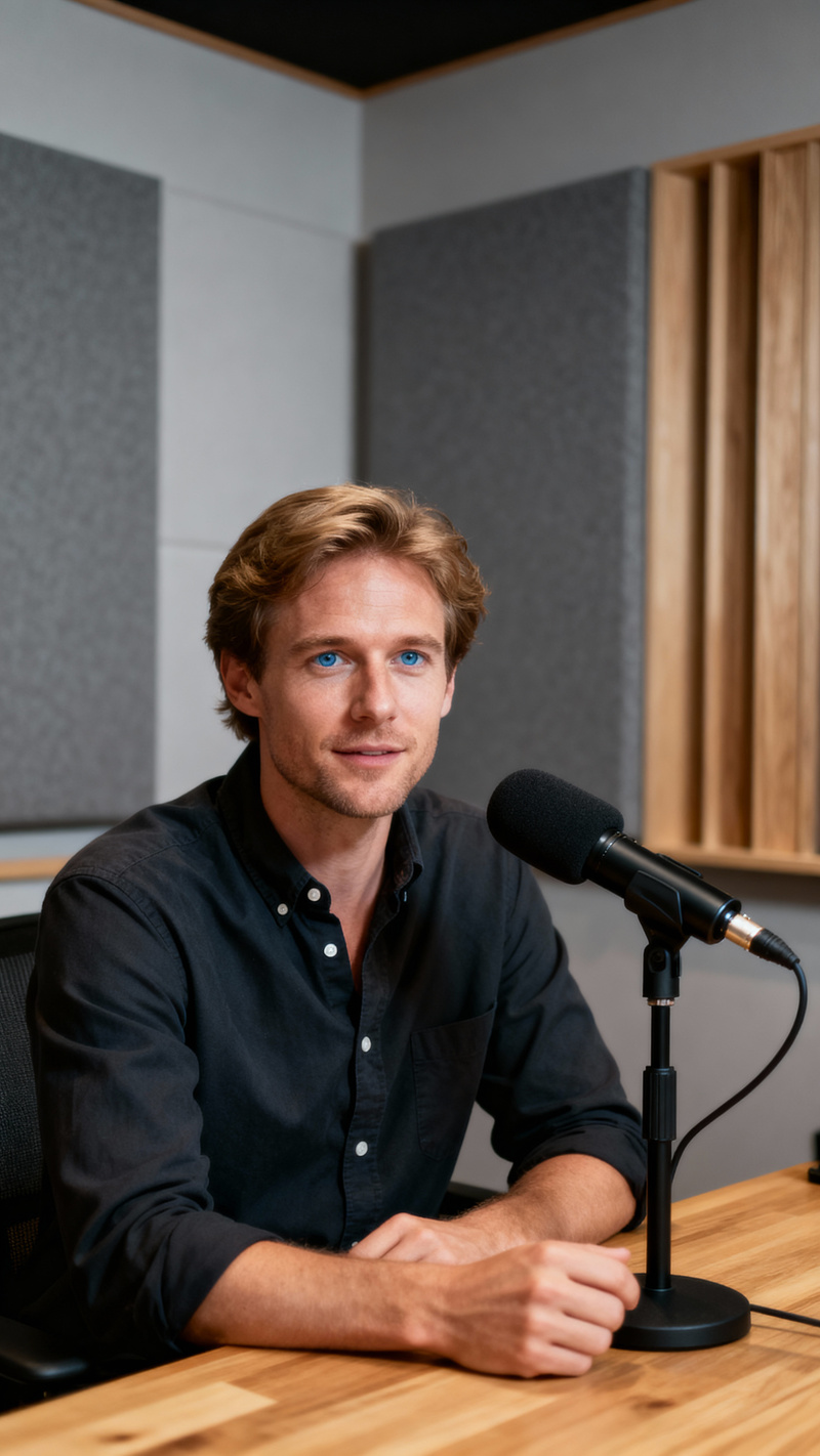 Hyper-Realistic Podcast Host in Studio