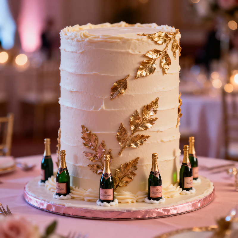 Elegant Buttercream Cake with Gold Leaf Accents