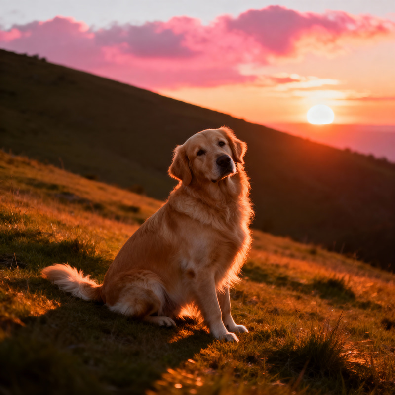 Beautiful Sunset with Dog Beautiful Sunset with Dog