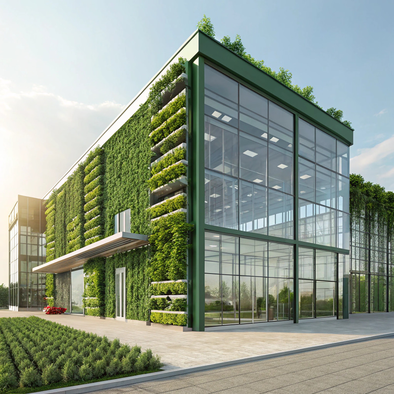 Vertical Smart Farm Buildings with Green Walls
