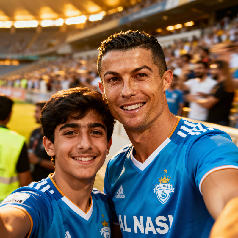 Selfie with Cristiano Ronaldo in Al Nassr Jersey