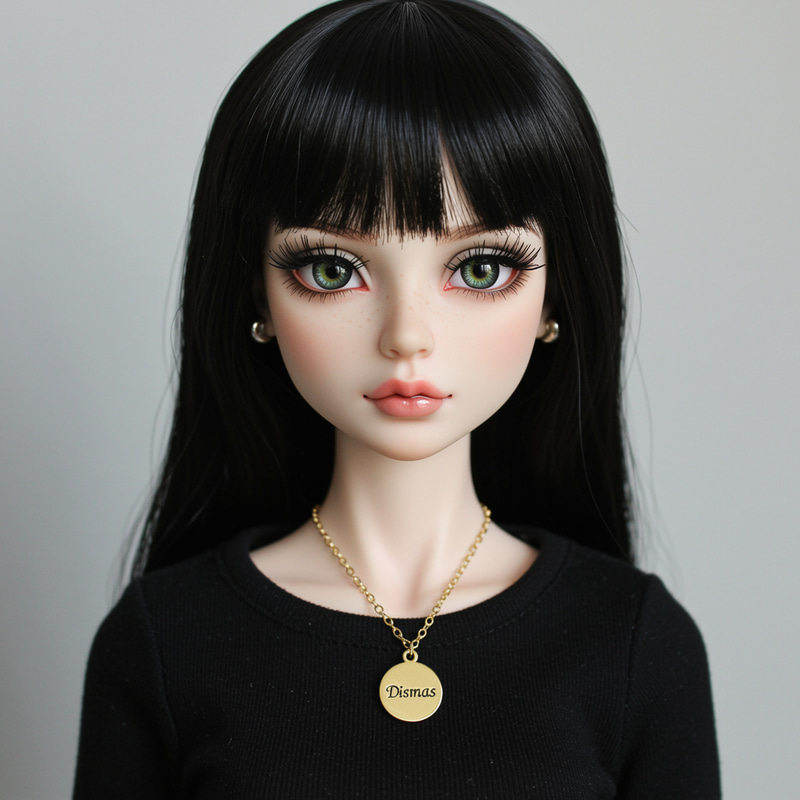 Doll with Hazel Eyes and Golden Dismas Necklace Doll with Hazel Eyes and Golden Dismas Necklace