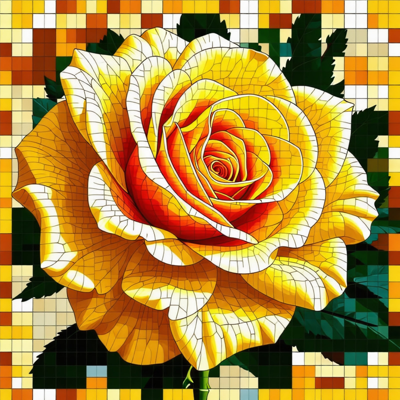 Yellow Rose Mosaic Image - 16x16 Tiles