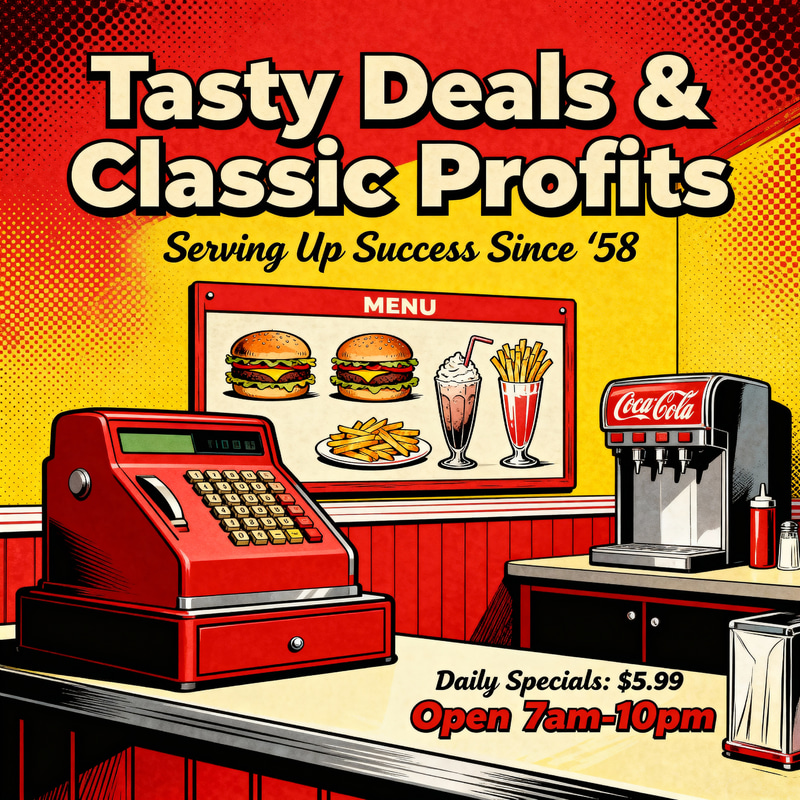 Retro Pop Art Designs for Food & Business