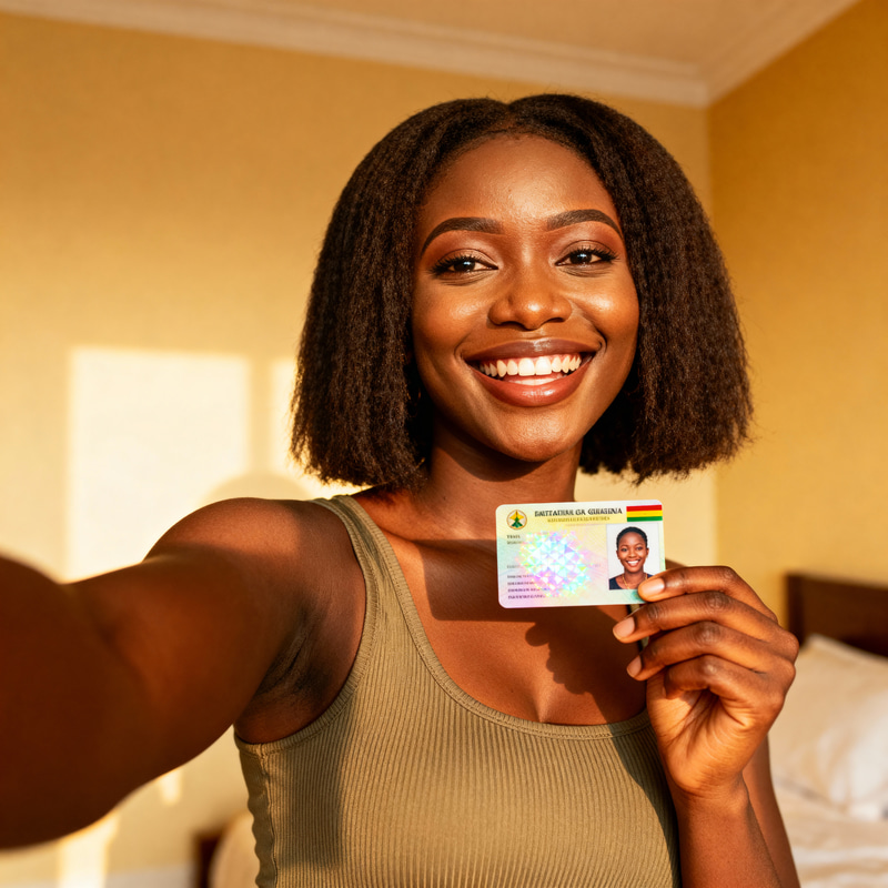 Confident Ghanaian Woman Capturing Joyful Moments Confident Ghanaian Woman Capturing Joyful Moments