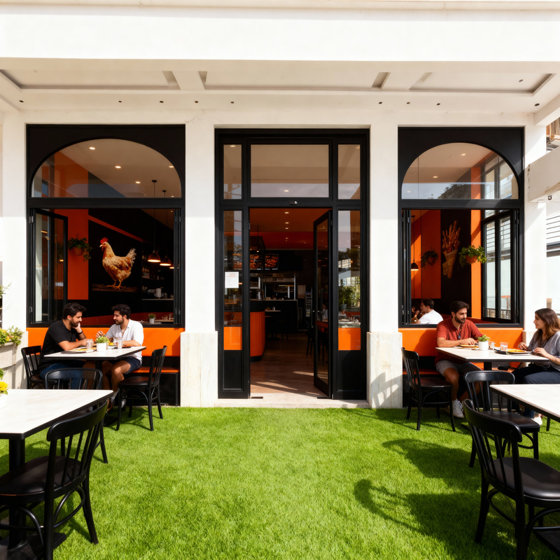 Elegant Restaurant Terrace Design with half Glass Panels Elegant Restaurant Terrace Design with half Glass Panels