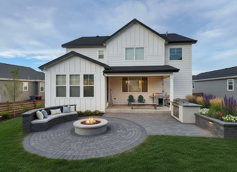 Modern Paver Patio with Circular Seating Area Design Modern Paver Patio with Circular Seating Area Design