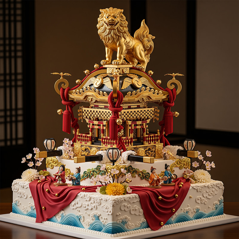 Majestic Lion on Square Cake - Elegant Design Majestic Lion on Square Cake - Elegant Design