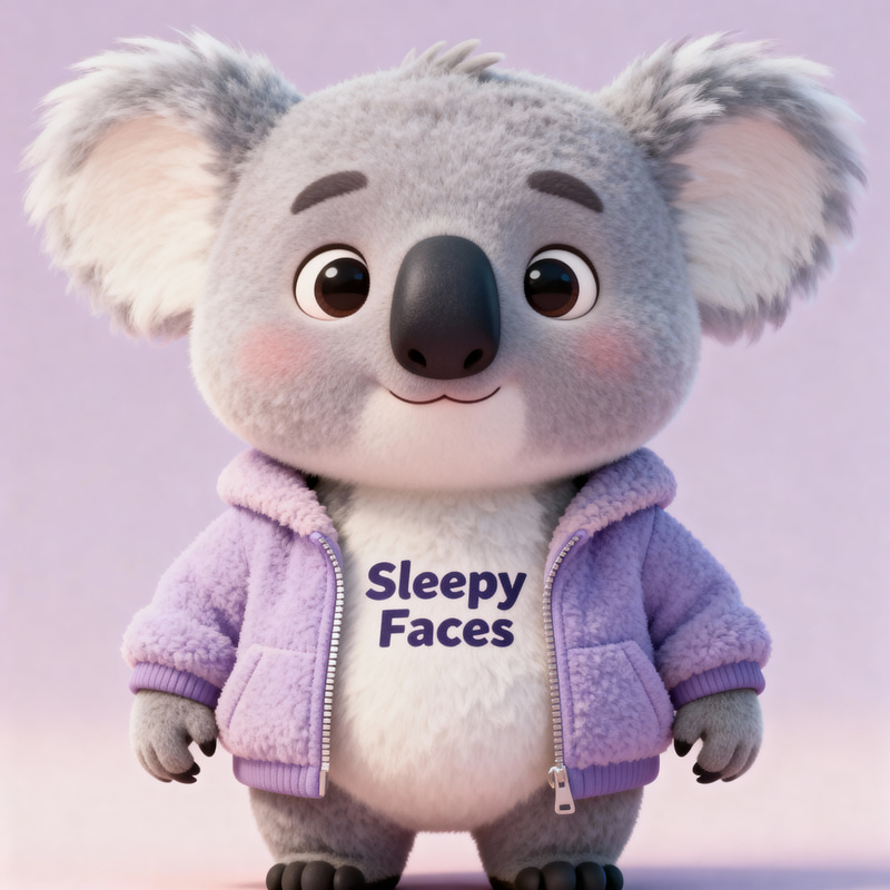Cute Animated Koala with Sleepy Faces Jacket Cute Animated Koala with Sleepy Faces Jacket