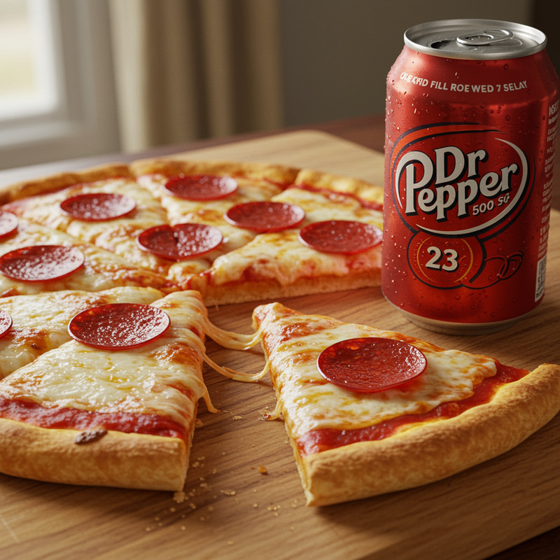 Delicious Pepperoni Pizza & Dr Pepper Pairing Delicious Pepperoni Pizza & Dr Pepper Pairing