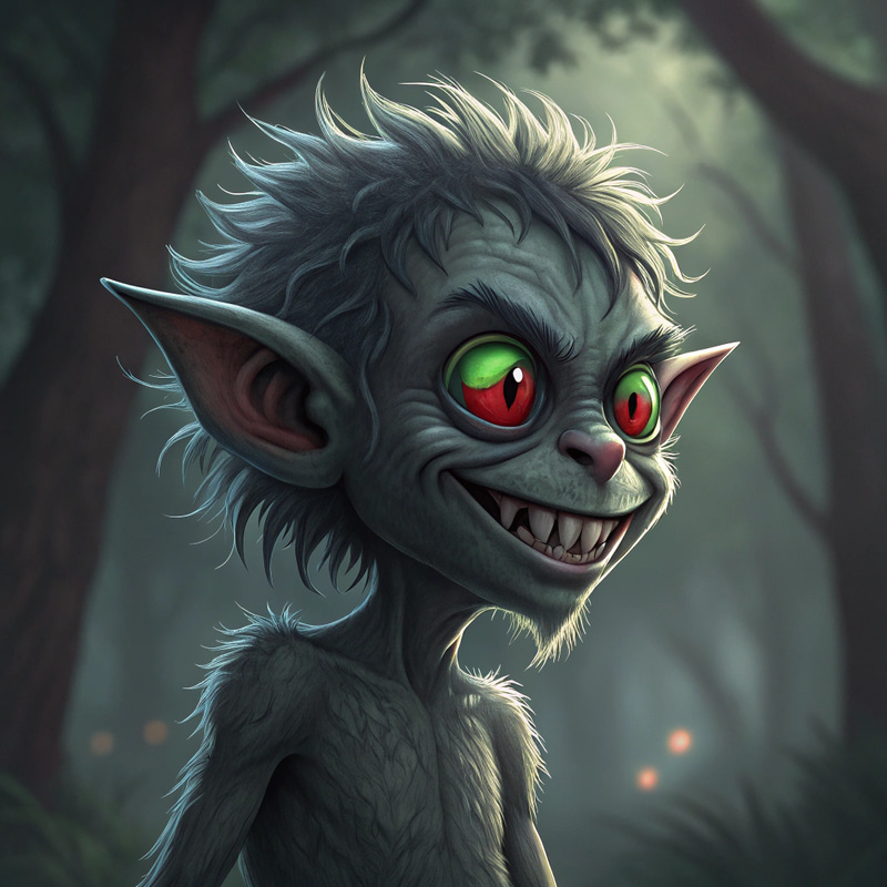 Crazy Grey Goblin with Red/Green Eyes Crazy Grey Goblin with Red/Green Eyes