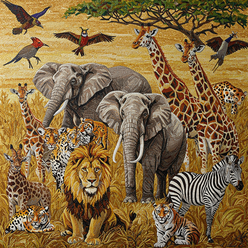 Stunning Mosaic Art of African Animals in Glass Stunning Mosaic Art of African Animals in Glass