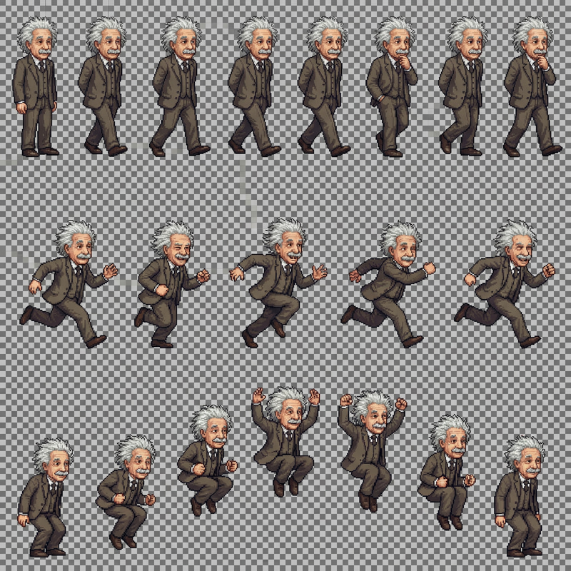 Einstein Walking, Jumping & Running Sprite Sheets Einstein Walking, Jumping & Running Sprite Sheets