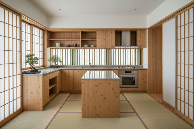 Japanese Zen Style Kitchen Interior Photography