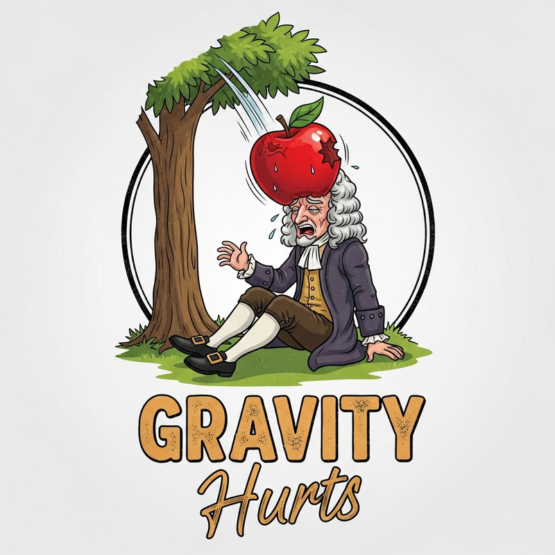 Gravity Hurts T-Shirt Design - Newton & Apple Gravity Hurts T-Shirt Design - Newton & Apple