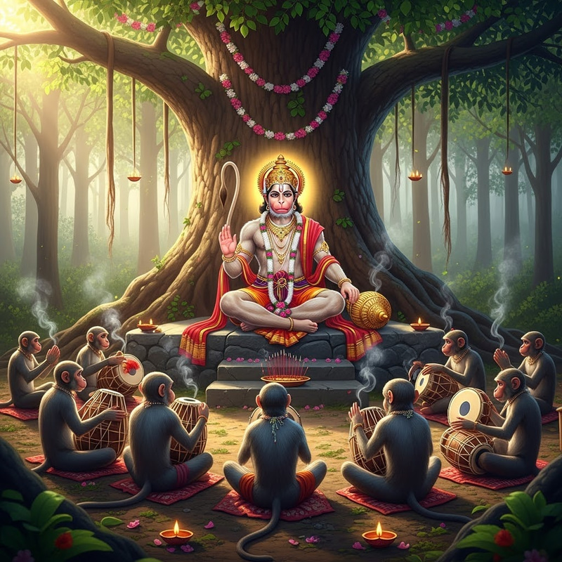 Devotional Monkeys Celebrate Lord Hanuman's Majesty Devotional Monkeys Celebrate Lord Hanuman's Majesty