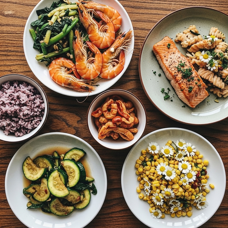 Delicious Seafood and Vegetable Dishes Delicious Seafood and Vegetable Dishes