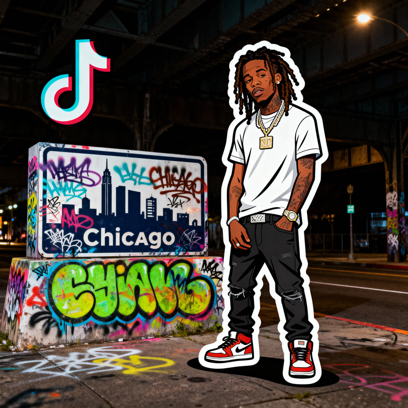 Chief Keef Cartoon Art with Chicago Graffiti Chief Keef Cartoon Art with Chicago Graffiti