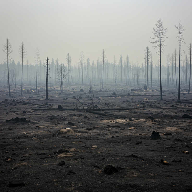 Aftermath of a Burned Forest: Ash Landscape Aftermath of a Burned Forest: Ash Landscape