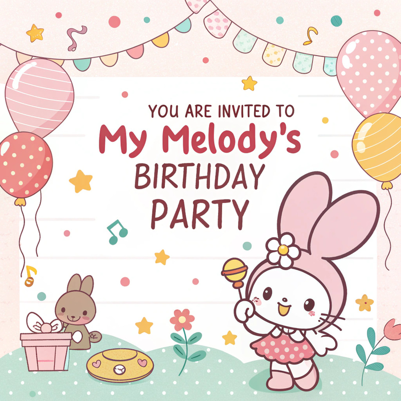 My Melody Birthday Invitation Template My Melody Birthday Invitation Template