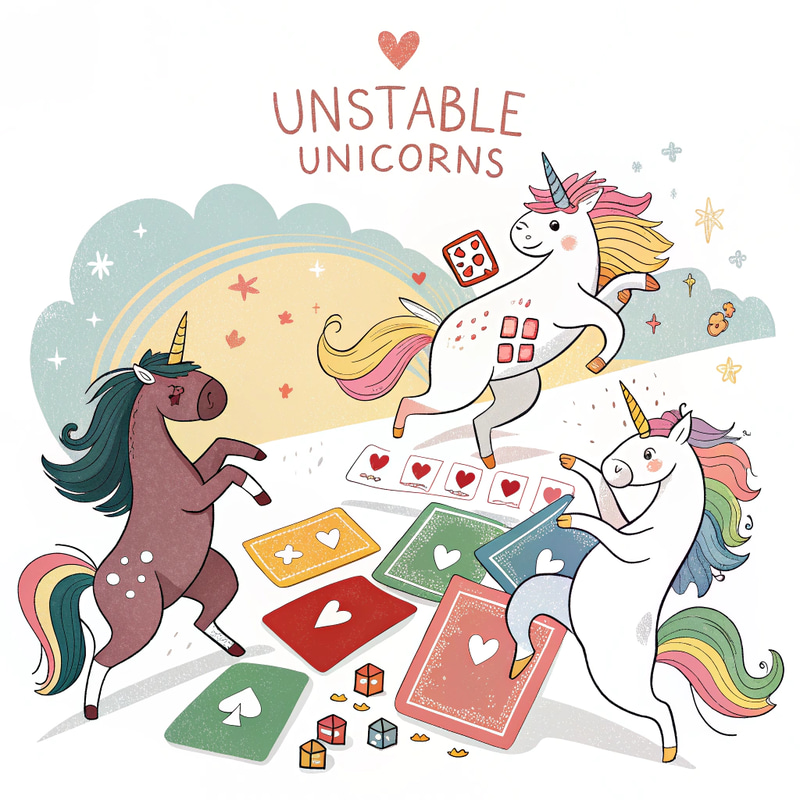 Playful Unicorns in Unstable Unicorns Game Art Playful Unicorns in Unstable Unicorns Game Art