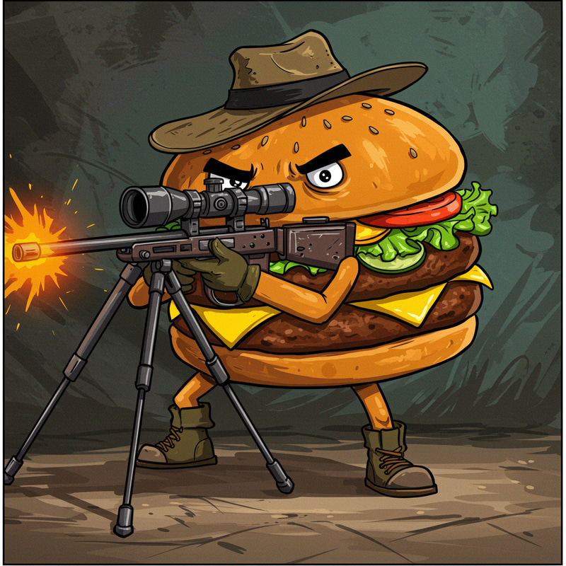 Sniper Burger: Comic Character Action Art Sniper Burger: Comic Character Action Art