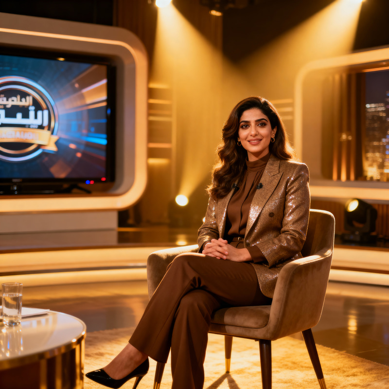 Charismatic Middle-Eastern TV Presenter in Style Charismatic Middle-Eastern TV Presenter in Style
