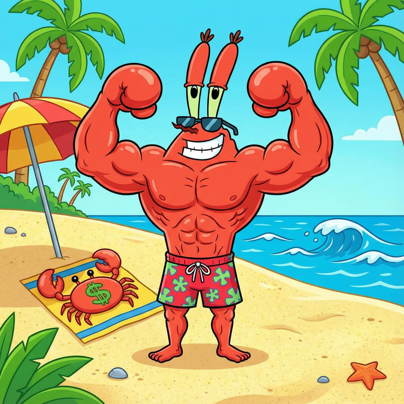 Attractive Mr. Krabs Cartoon on the Beach Attractive Mr. Krabs Cartoon on the Beach