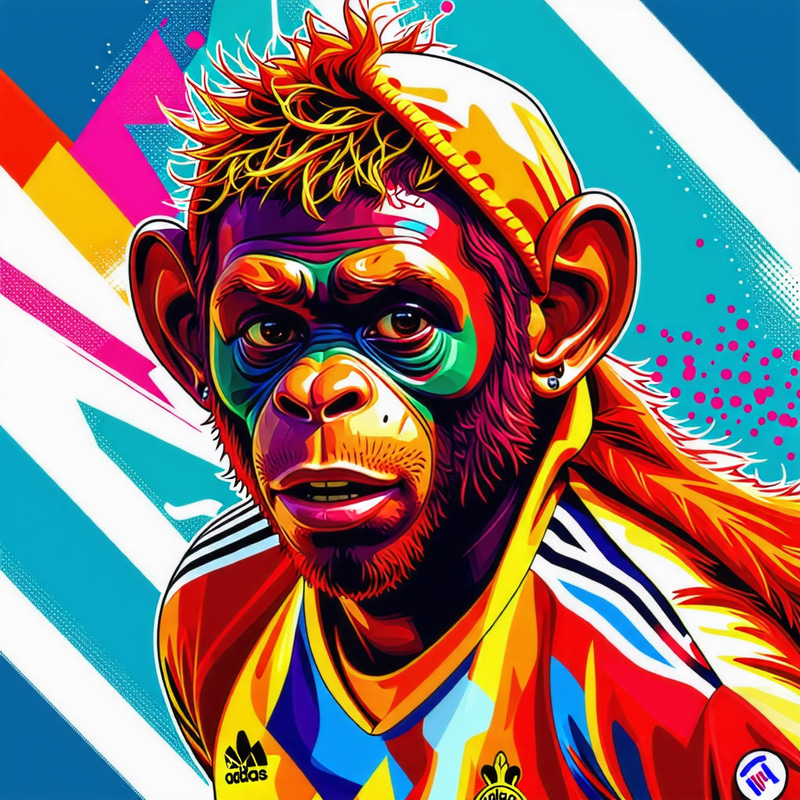Playful Neymar Monkey Costume - Vibrant Comic Style Art Playful Neymar Monkey Costume - Vibrant Comic Style Art