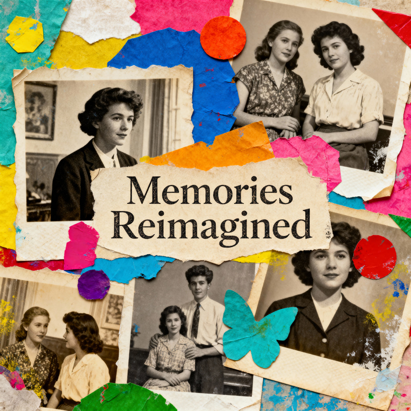 Artistic Mixed Media Collage: Vintage & Colorful Design Artistic Mixed Media Collage: Vintage & Colorful Design