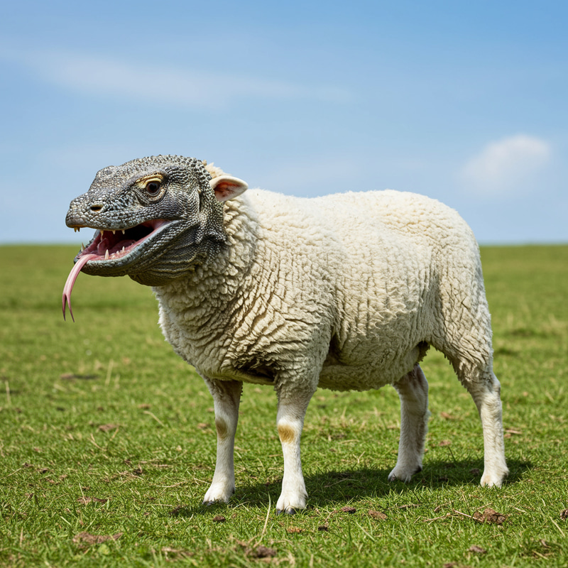 Komodo Dragon Sheep Fusion Art Komodo Dragon Sheep Fusion Art