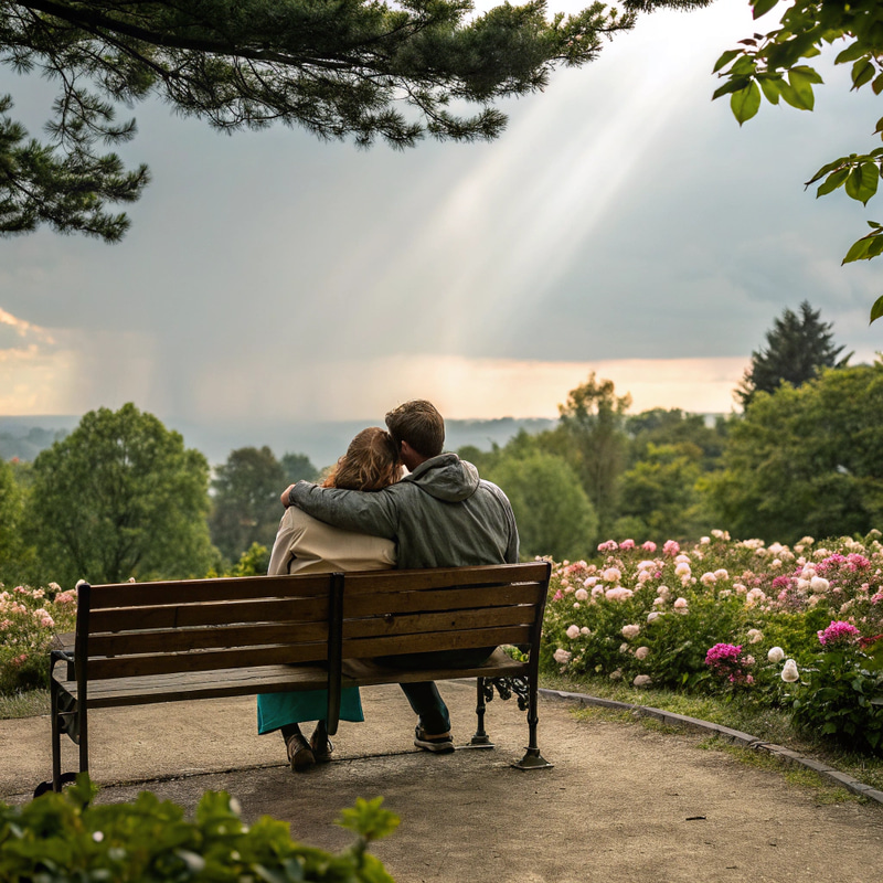 Lovers in a Beautiful Flower Garden Lovers in a Beautiful Flower Garden