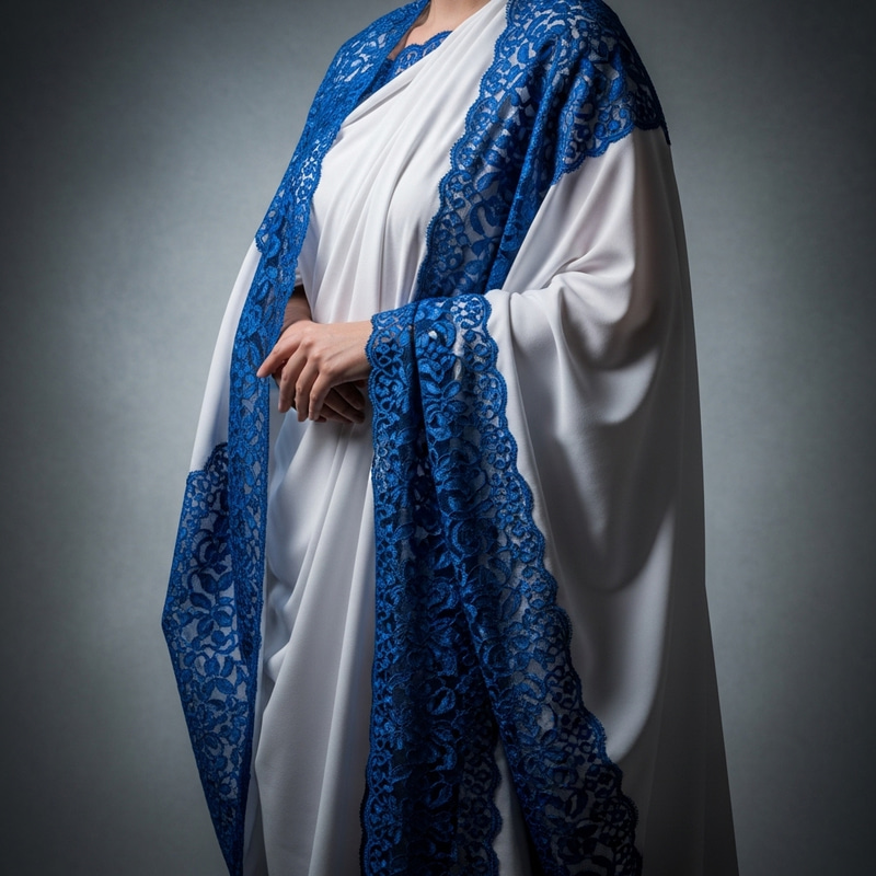 Stunning Toga with Blue Lace Design