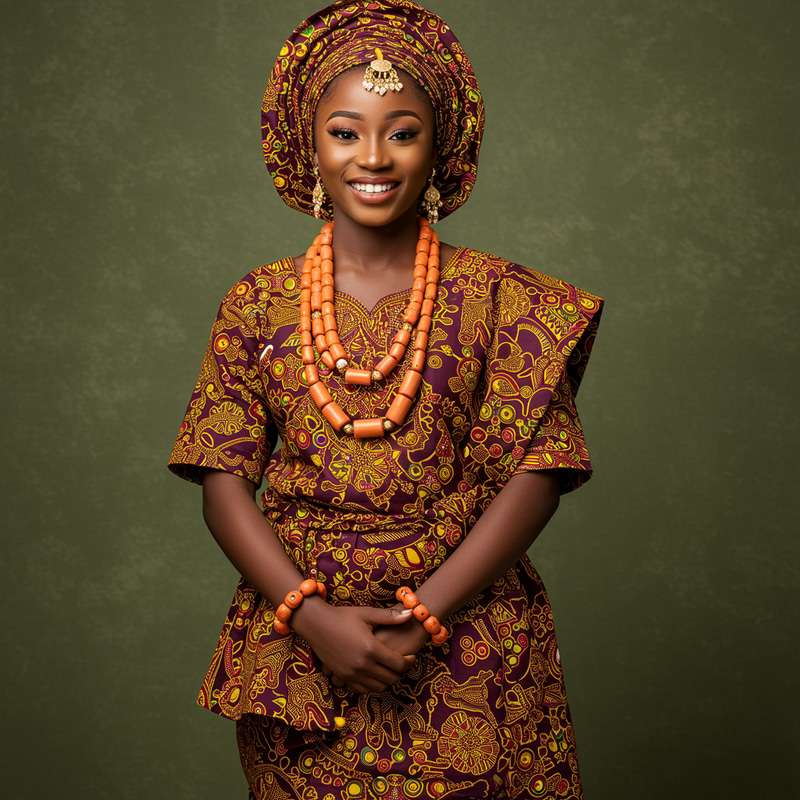 Yoruba Girl in Vibrant Cultural Attire Yoruba Girl in Vibrant Cultural Attire