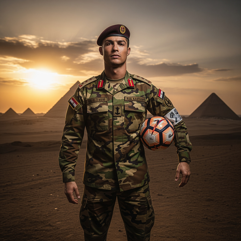 Cristiano Ronaldo in Egyptian Army Uniform Cristiano Ronaldo in Egyptian Army Uniform