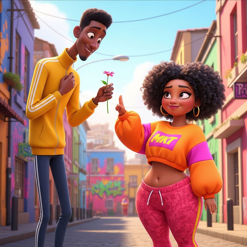 Flirting in South African Streetwear: A Fun Cartoon Flirting in South African Streetwear: A Fun Cartoon