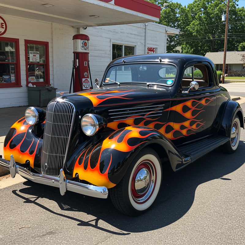 1936 Plymouth Coupe - Black with Old School Flames