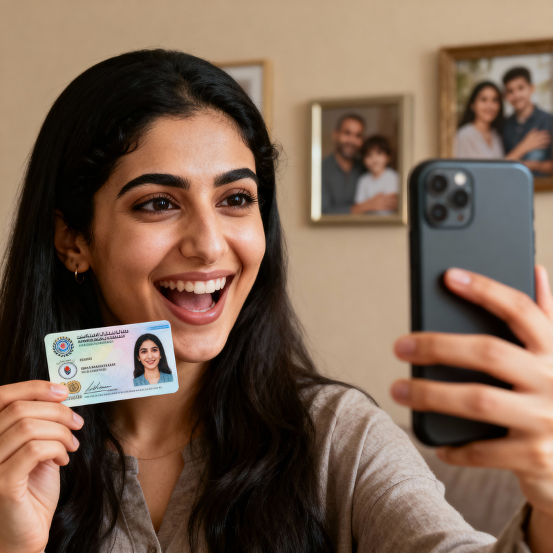 Cheerful Middle-Eastern Woman Taking a Selfie