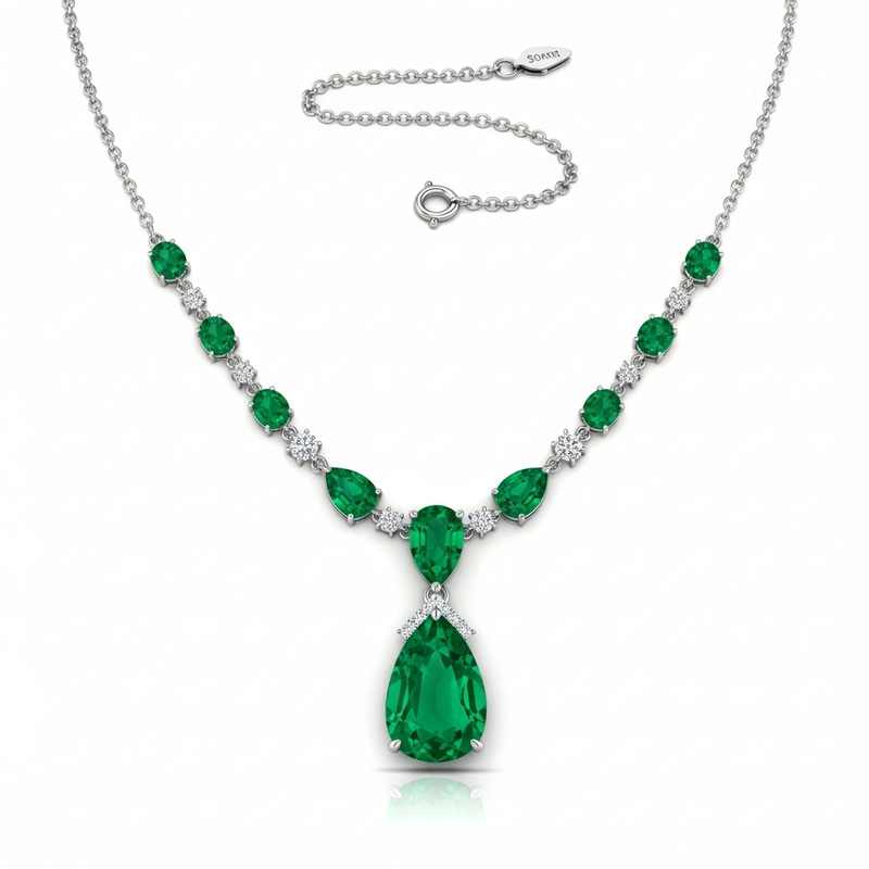 Elegant Emerald Drop Necklace Design