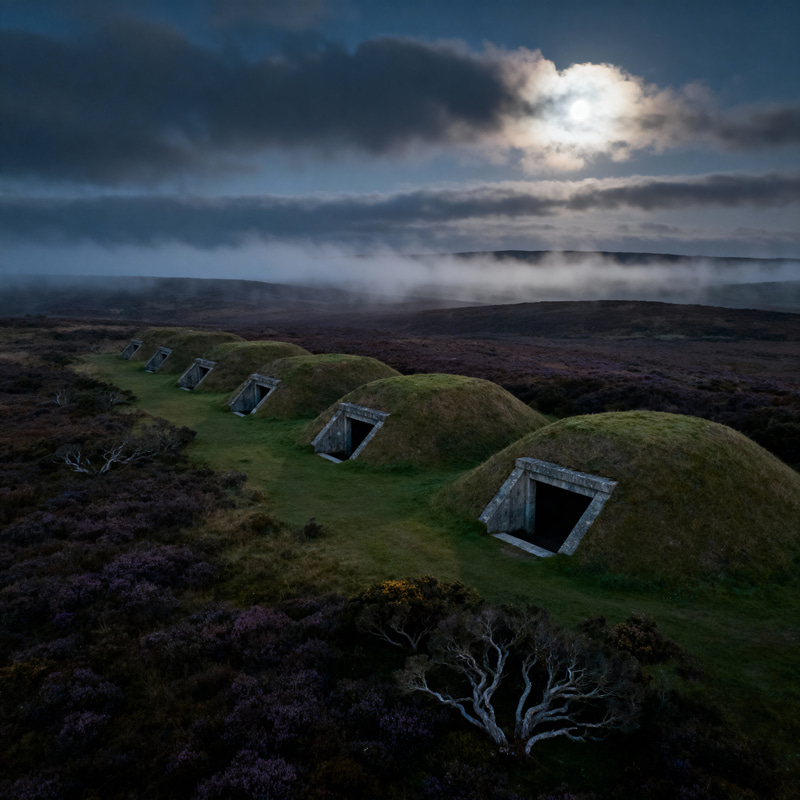Mysterious Aerial View of Military Bunkers