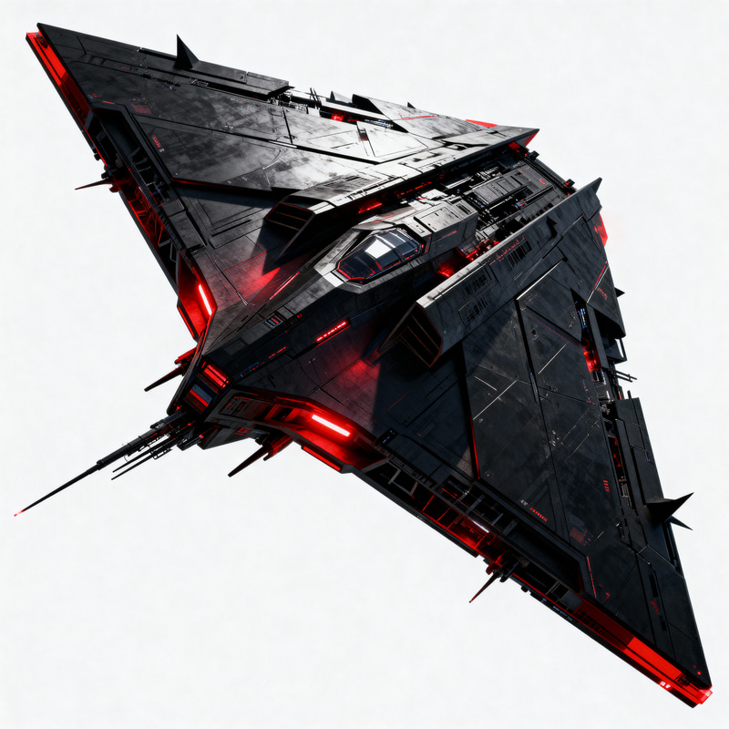 Big Black and Red Triangular Spaceship Design Big Black and Red Triangular Spaceship Design