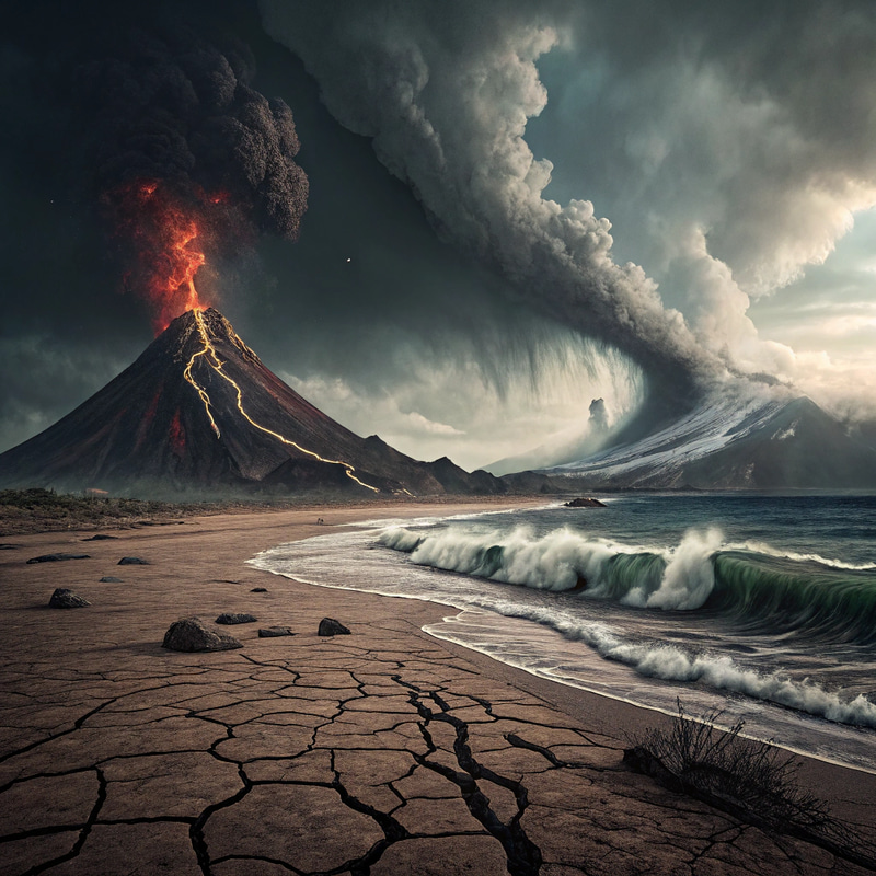 Dramatic Landscape: Volcano, Tsunami, Hurricane & Quake