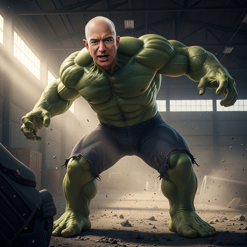Jeff Bezos as The Hulk: Epic Transformation Jeff Bezos as The Hulk: Epic Transformation