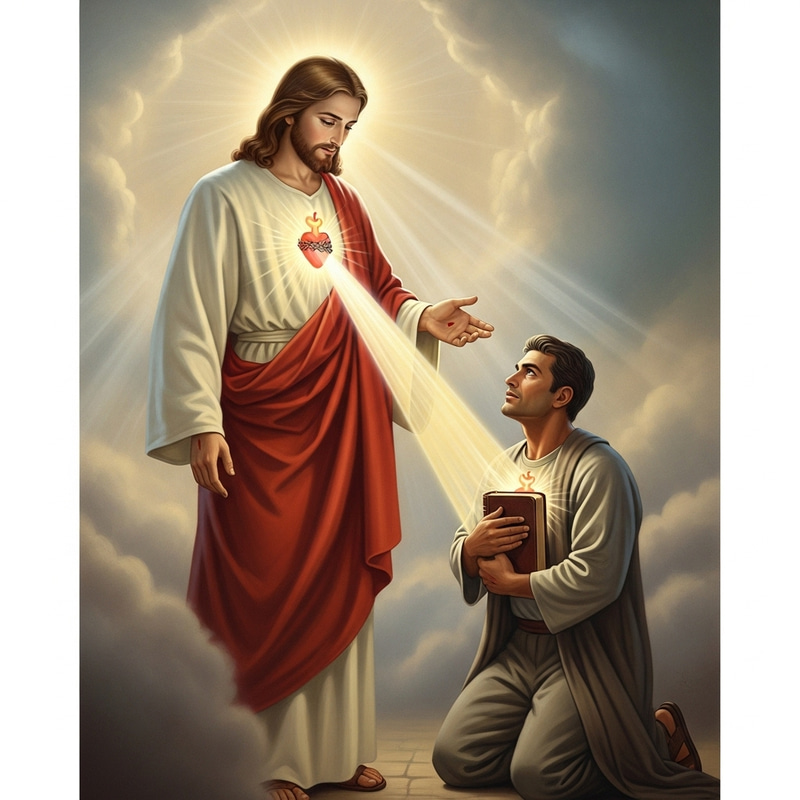 Divine Light: Jesus Looks Down on the Faithful Man Divine Light: Jesus Looks Down on the Faithful Man