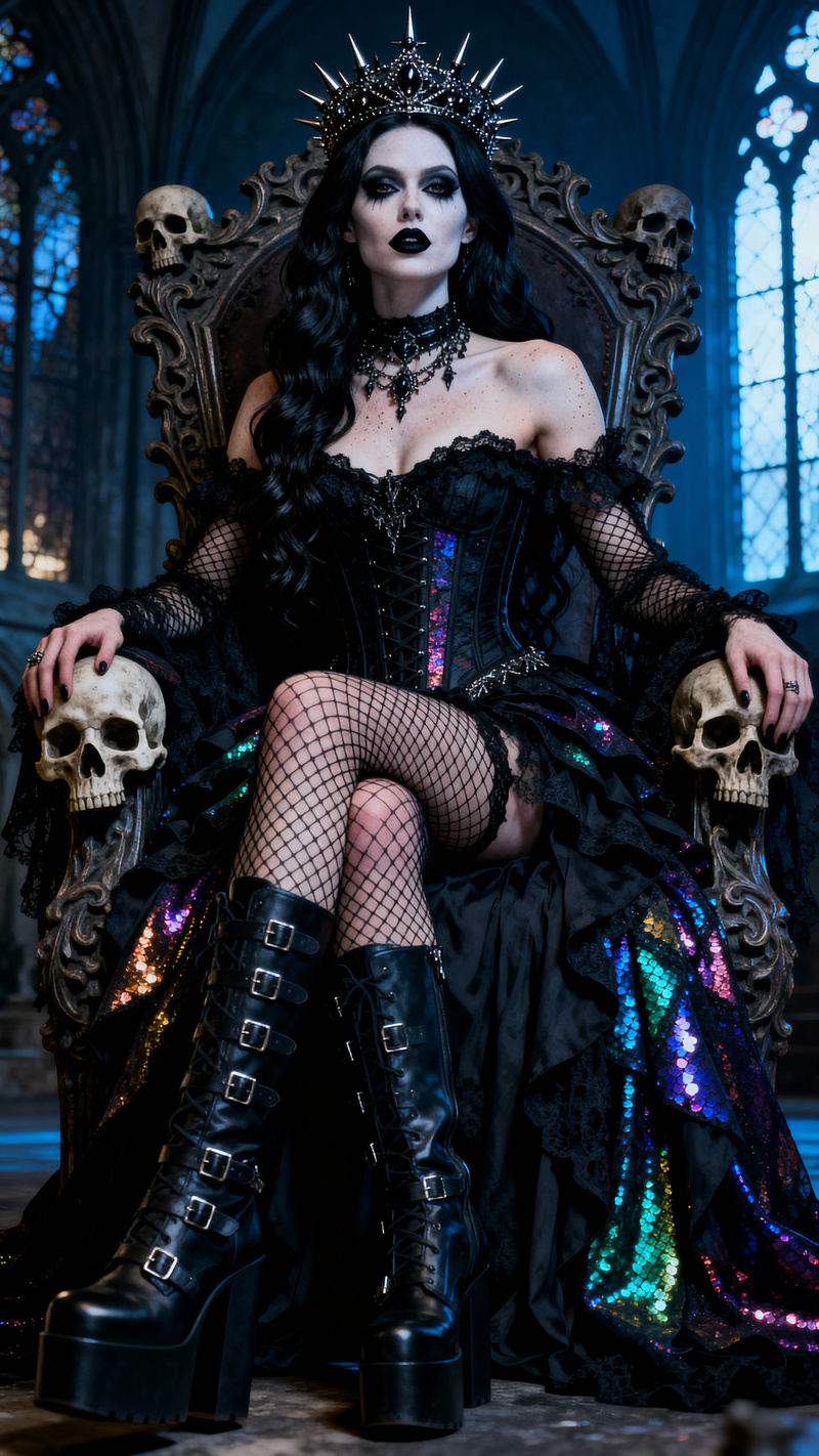 Gothic Queen in Dark Cathedral - High Fashion Photo Gothic Queen in Dark Cathedral - High Fashion Photo
