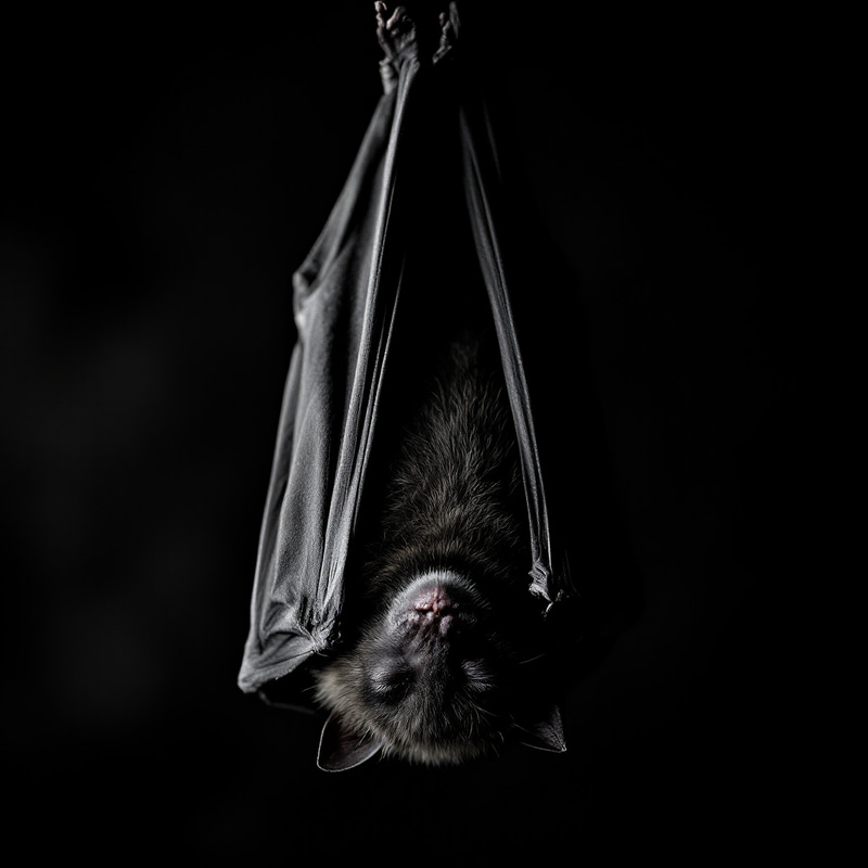 Spooky Bat Enveloped in Wings - Black and White Photo Spooky Bat Enveloped in Wings - Black and White Photo