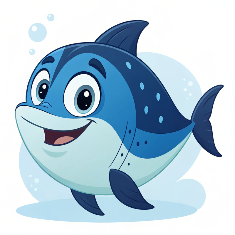 Friendly Blue and Navy Fish Mascot Design Friendly Blue and Navy Fish Mascot Design