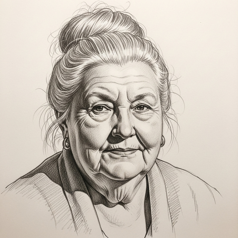 Wise Portrait of an Elderly Woman Sketch Wise Portrait of an Elderly Woman Sketch